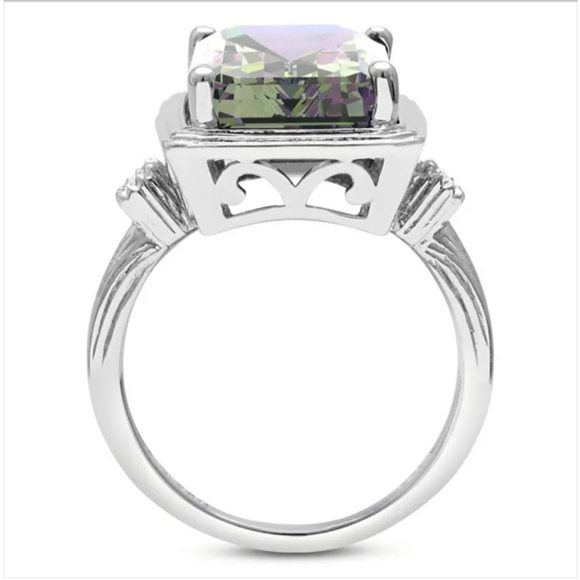 NWT 10 Karat Mystic Topaz and Halo Diamond Ring - Picture 4 of 7